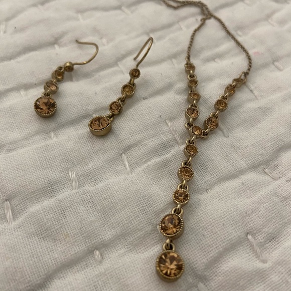 COFFEE COLORED NECKLACE EARRING SET - Picture 1 of 3